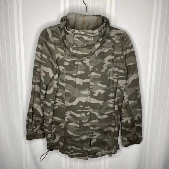 Jolt Long Sleeve Camouflage Hooded Zip Up Utility Jacket Medium Green - Picture 9 of 11
